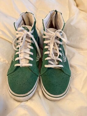 Vans Kids High-Top Sneakers in Green and White